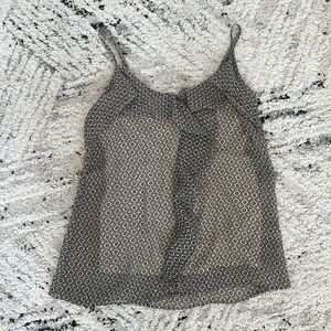NY & Co Grey & Black Flowy Ruffle Dressy Tank